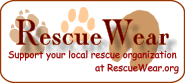 Buy Paws for Life logowear and other items at RescueWear.org. Proceeds from Paws for Life items benefit Paws for Life!